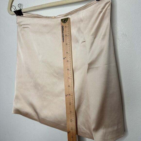 Silkhour Ayu Champagne Satin Skirt Front Kick Split Back Zip Back Sexy Mini SM - Picture 8 of 12